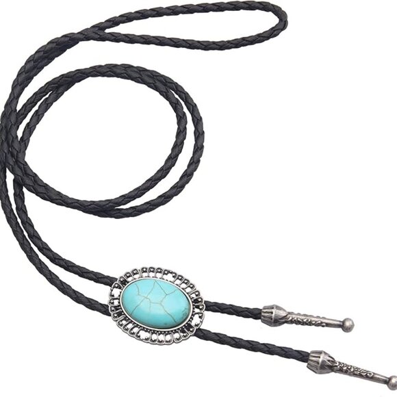 Native American Bolo Tie Rodeo Cowboy Leather - Picture 1 of 7